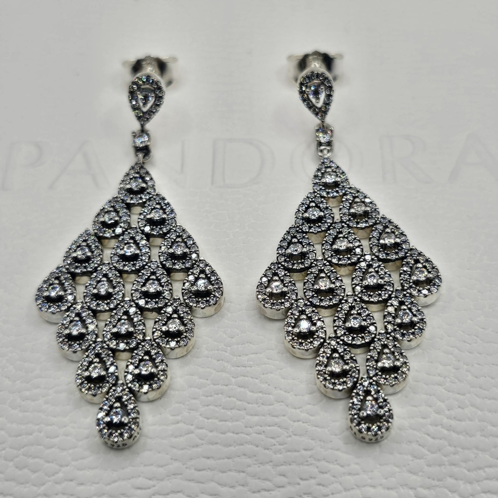 🎁 Authentic Pandora ⭐️RETIRED⭐️ GLAMOUR DANGLE EARRINGS